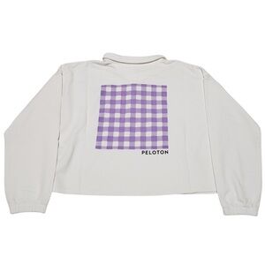 Peloton White Collared Cropped Pullover Sweatshirt Women’s Sz Large